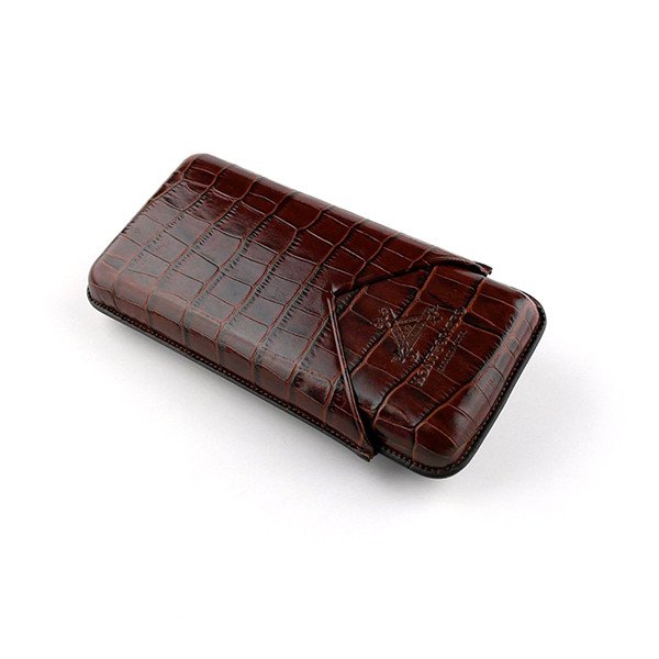 Montecristo Croco Pattern Leather Triple Cigar Case 蒙特 鱷魚皮3支裝雪茄套