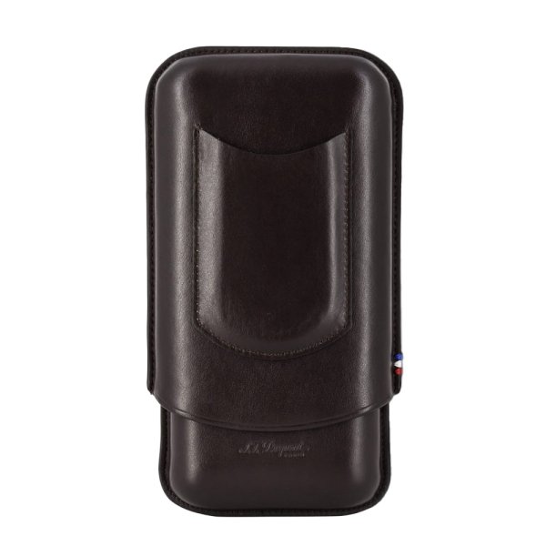 S.T. Dupont 3 Cigar Case Brown Leather (Fits Lighter) 法國都彭 3支裝 棕色皮革雪茄套 （可裝火機）