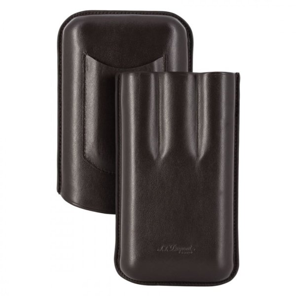 S.T. Dupont 3 Cigar Case Brown Leather (Fits Lighter) 法國都彭 3支裝 棕色皮革雪茄套 （可裝火機）