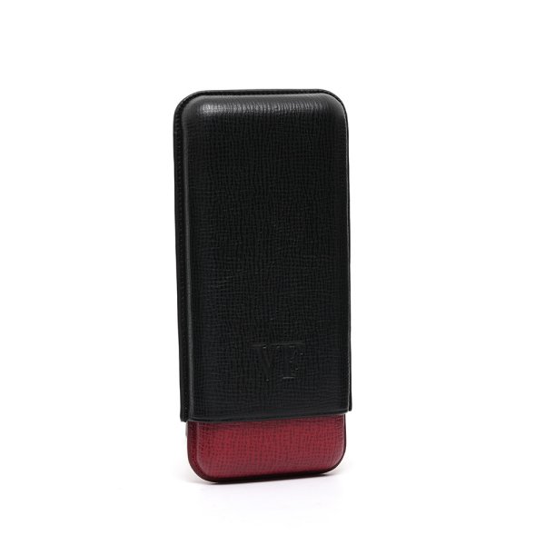 VegaFina Leather Case for 3 - Black & Burgundy 唯佳 皮革雪茄套 3支裝 （黑＆酒紅）